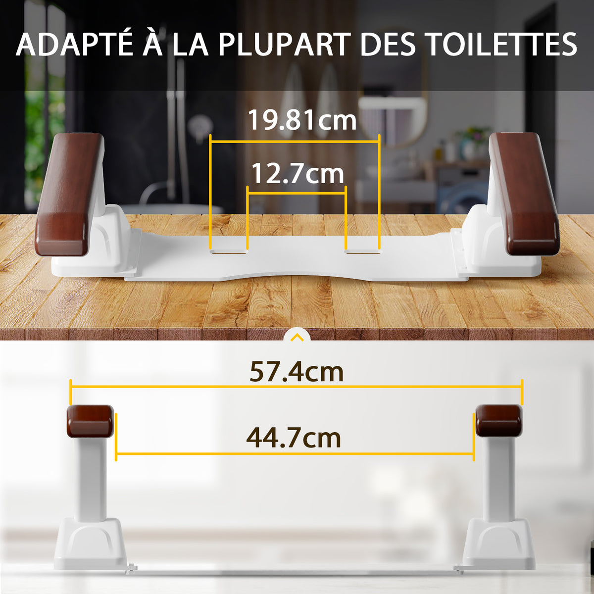 Barres d'appui de sécurité pour toilettes pour personnes âgées, siège de toilette réglable et robuste avec poignées au-dessus des toilettes, produits pliables d'assistance aux personnes âgées handicapées