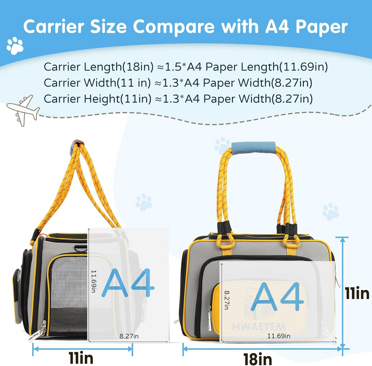 Airline Approved Dog Pet Carrier, Extra Spacious Soft Lined Pet Carrier for Puppies and Cats,18"x11"x11" Expandable Pet Carrier for Small Cats and Dogs up to 20 LBS