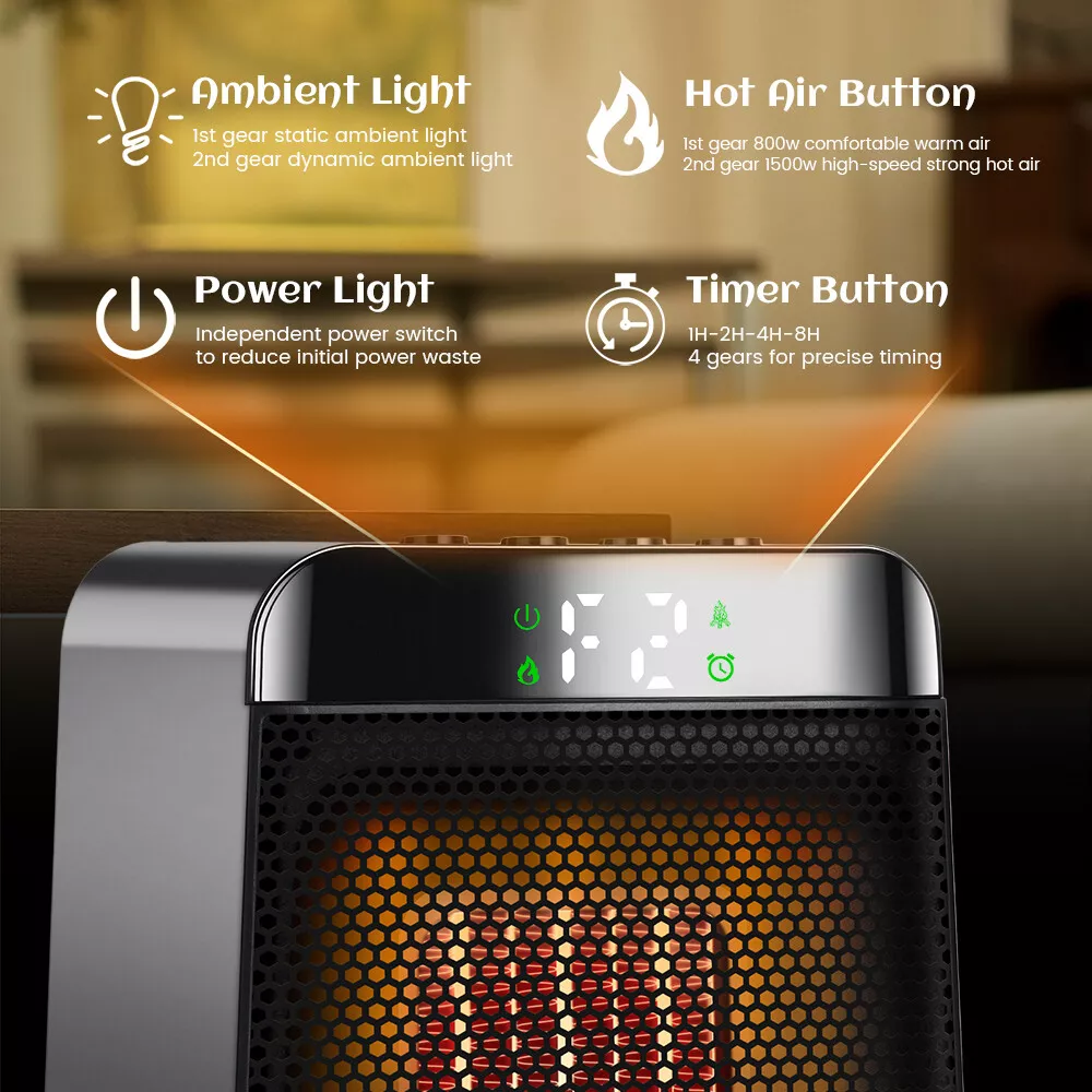 Ceramic Desk Heater 1500W Low Energy Consumption Silent Heater for Home & Office