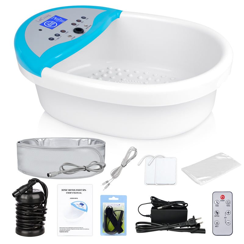 Upgraded Ionic Foot Bath Detox Machine, Foot Detox Machine Detox Foot Bath Ion Detox Machine Cleanse System with Tub, FIR Belt, 100 Liners