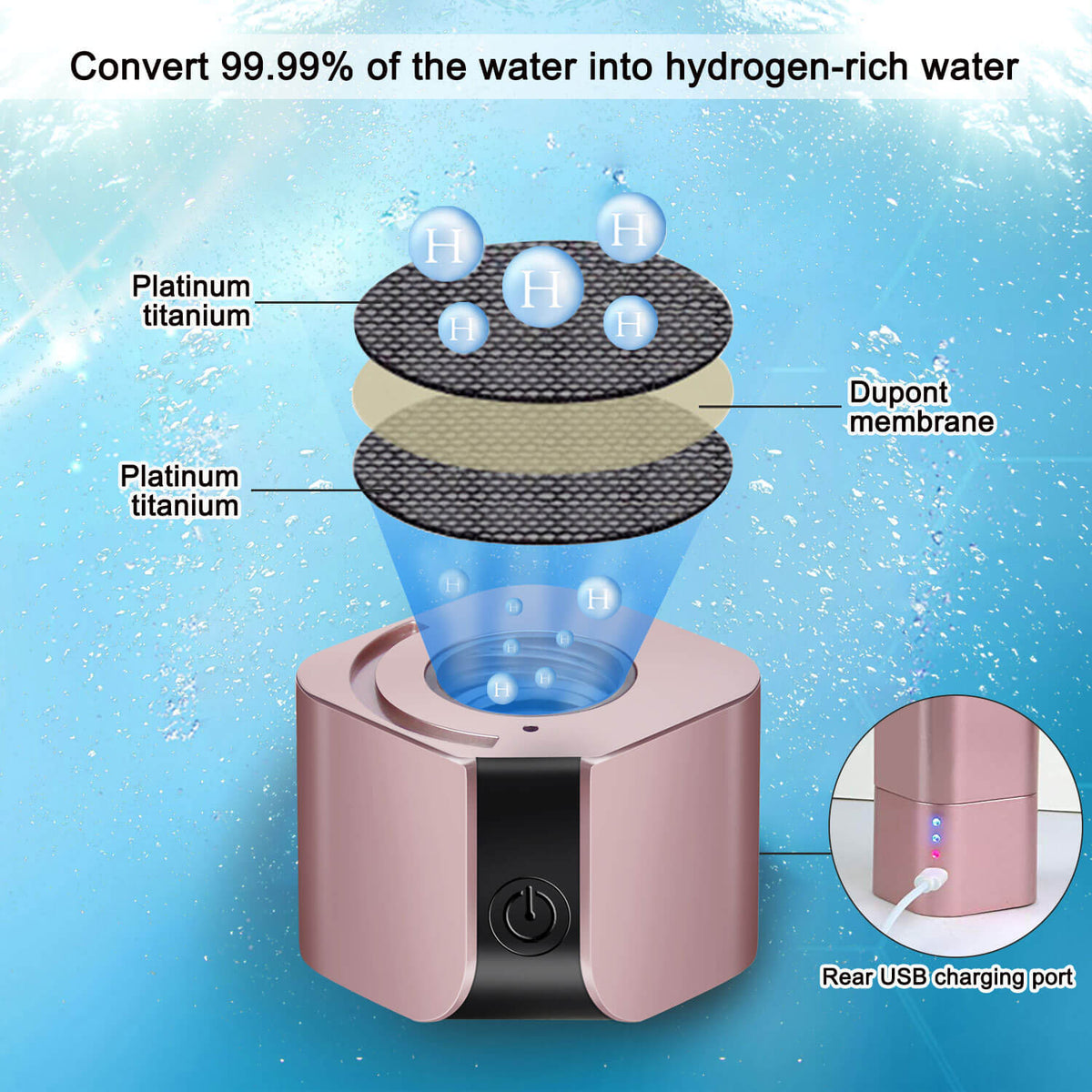 Healthy Hydrogen Water Bottle Inhalator Device h2 Water Generator Drinking Water