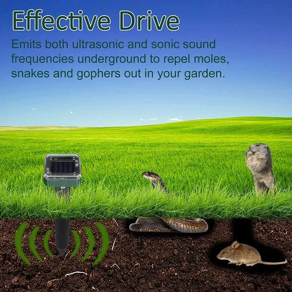 Outdoor Waterproof Pest Repellent Ultrasonic, Rat Shock Electronic LED Solar Power,  Mouse Mole Snakes Pest Rodent Repeller for Garden, Courtyard, Park