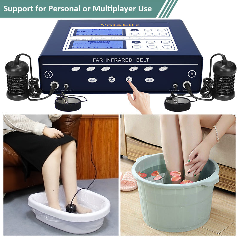 Ionic Foot Bath Detox Machine, Dual Foot Detox Machine for 2 Users with Heating Belt, 5 Detox Mode,Dual Channel, Suitable for Home Beauty Salon Foot Spa Use