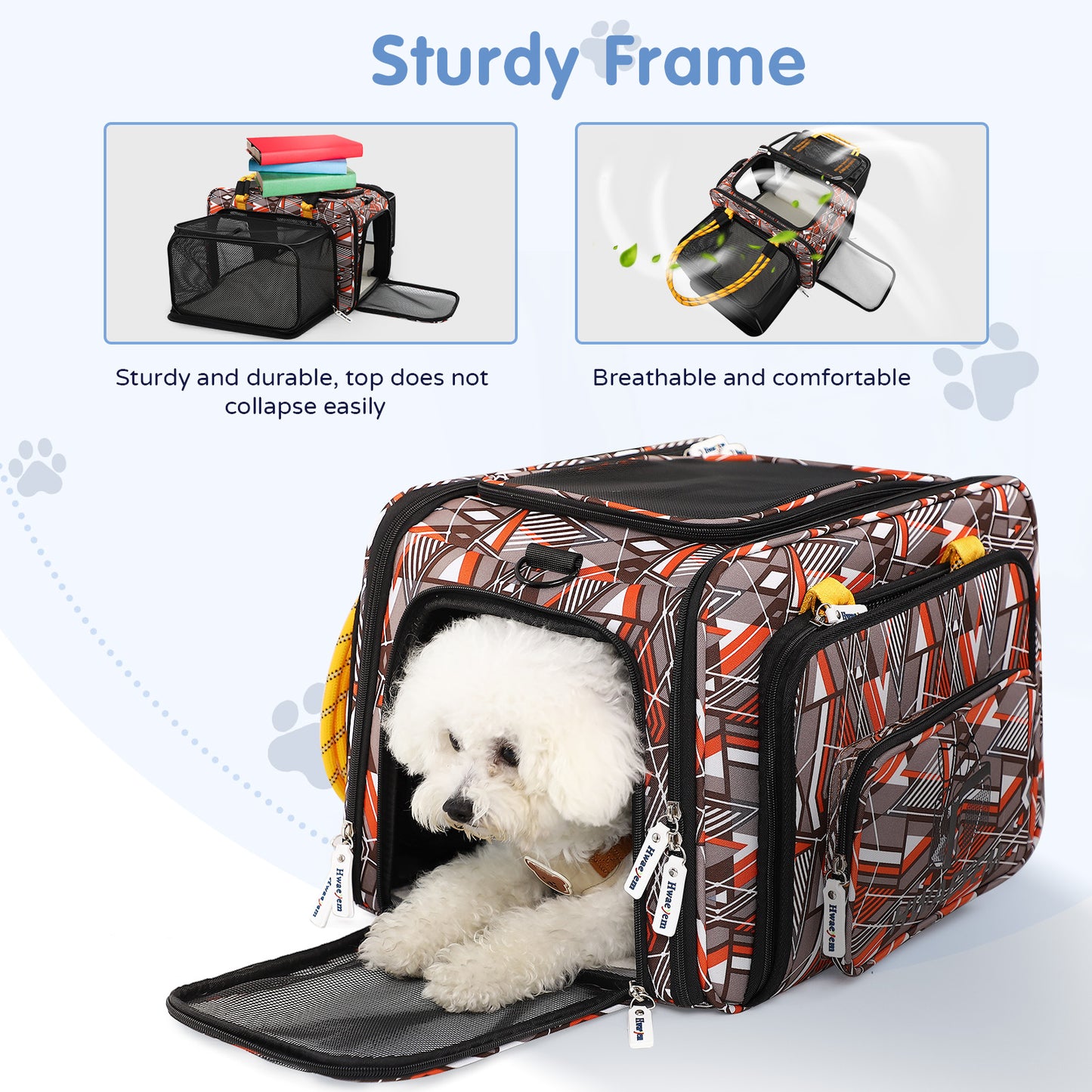 Airline Approved Dog Carrier for Small Dogs with Wheels, Expandable Cat Carrier Soft Pet Travel Carrier Crate for Medium Dogs and Cats Under 25LBS (17 x 12 x 11 Inches)