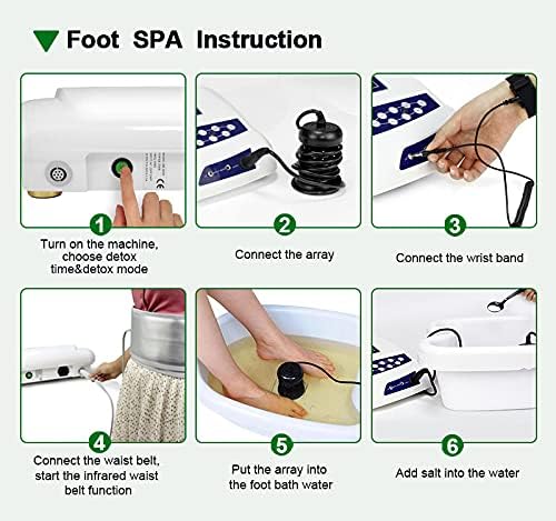 Dual Ionic Foot Bath Detox Machine,  Foot Spa Detoxification Machine Digital LCD Display with 2 Arrays, 2 Waist Belts, 2 Waist Straps