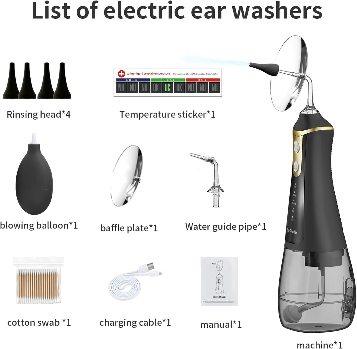 Electric Ear Wax Removal Cleaner,  Electric Irrigation Flushing System with 3 Cleaning Modes 1 DIY Mode, Customizing Water Pressure and Speed