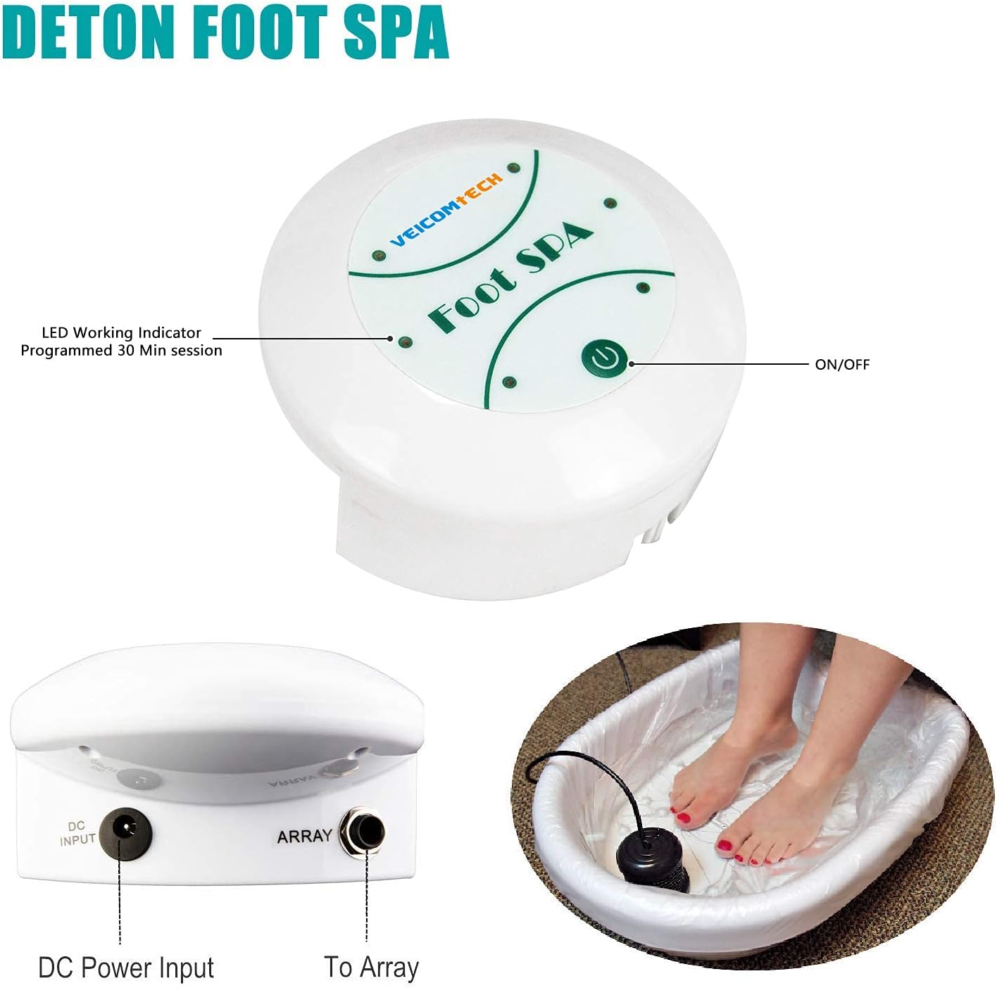 Portable Ionic Detox Foot Bath Machine with 5 Liners for Home Use Spa Club Salon or Holiday Travel Gift US Stock(Tub not Include)