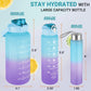 Motivational Water Bottles With Time Marker, 64oz & 32oz& 10oz Sport Water Bottle with Straw (Green)