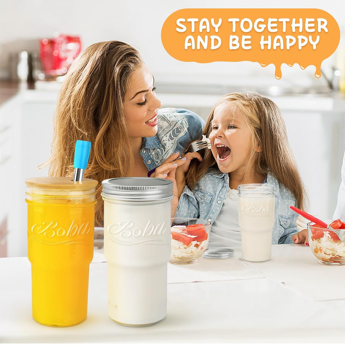 drinking glass with lid and straw