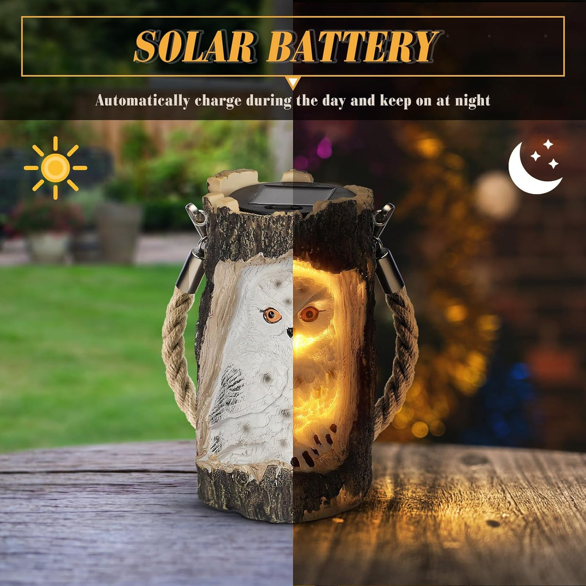 Solar Lantern Solar Lights for Outside, Garden Decor Solar Lights Outdoor Waterproof, Solar Garden Lights Automatic Charging Sensing Outdoor Backyard Patio Decor, 1 PCS White Eagle