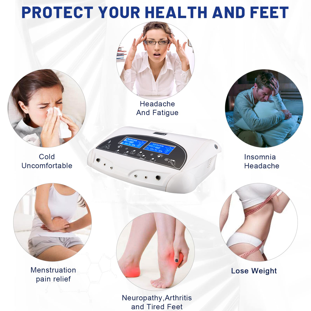 Professional Foot Detox Machine, Ionic Ion Detox Foot Bath Spa Cleanse Detoxification Machine with 2 Waist Belts, 2 Arrays, 10 Liners and Aluminum Box