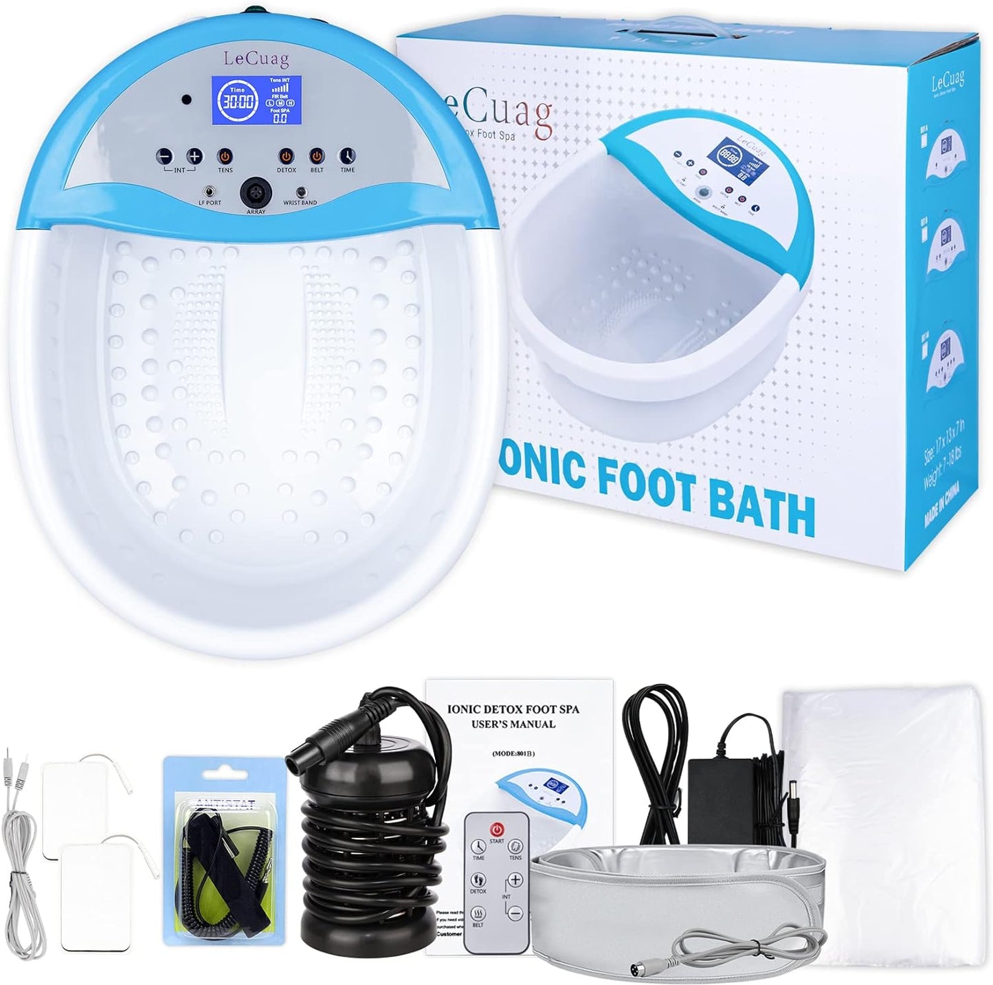 Upgraded Ionic Foot Bath Detox Machine, Foot Detox Machine Detox Foot Bath Ion Detox Machine Cleanse System with Tub, FIR Belt, 100 Liners
