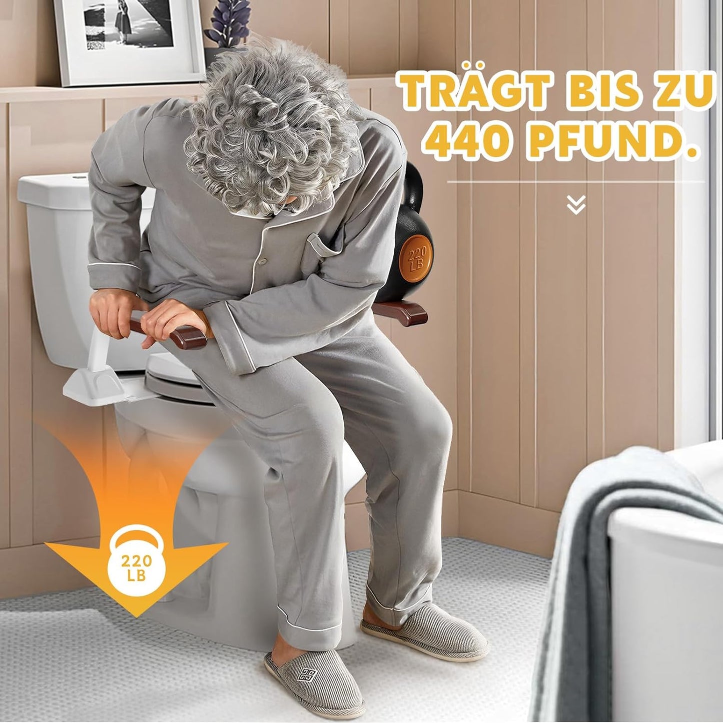 2024 Aktualisierung Stehhilfe Toilette klappbar, robuste Toiletten-Stehhilfe ohne Bohren, WC-Stützrahmen für Senioren, WC-Griff behindertengerecht, maximale Belastung 200 kg