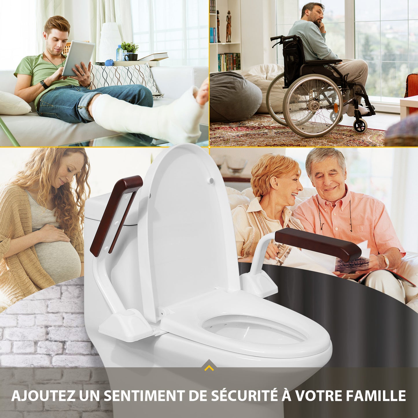 Barres d'appui de sécurité pour toilettes pour personnes âgées, siège de toilette réglable et robuste avec poignées au-dessus des toilettes, produits pliables d'assistance aux personnes âgées handicapées