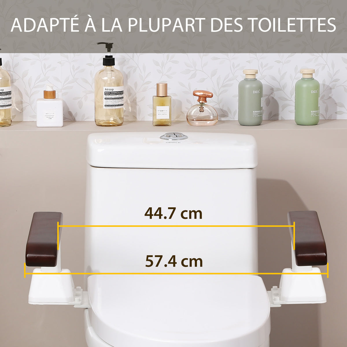 Barres d'appui de sécurité pour toilettes pour personnes âgées, siège de toilette réglable et robuste avec poignées au-dessus des toilettes, produits pliables d'assistance aux personnes âgées handicapées