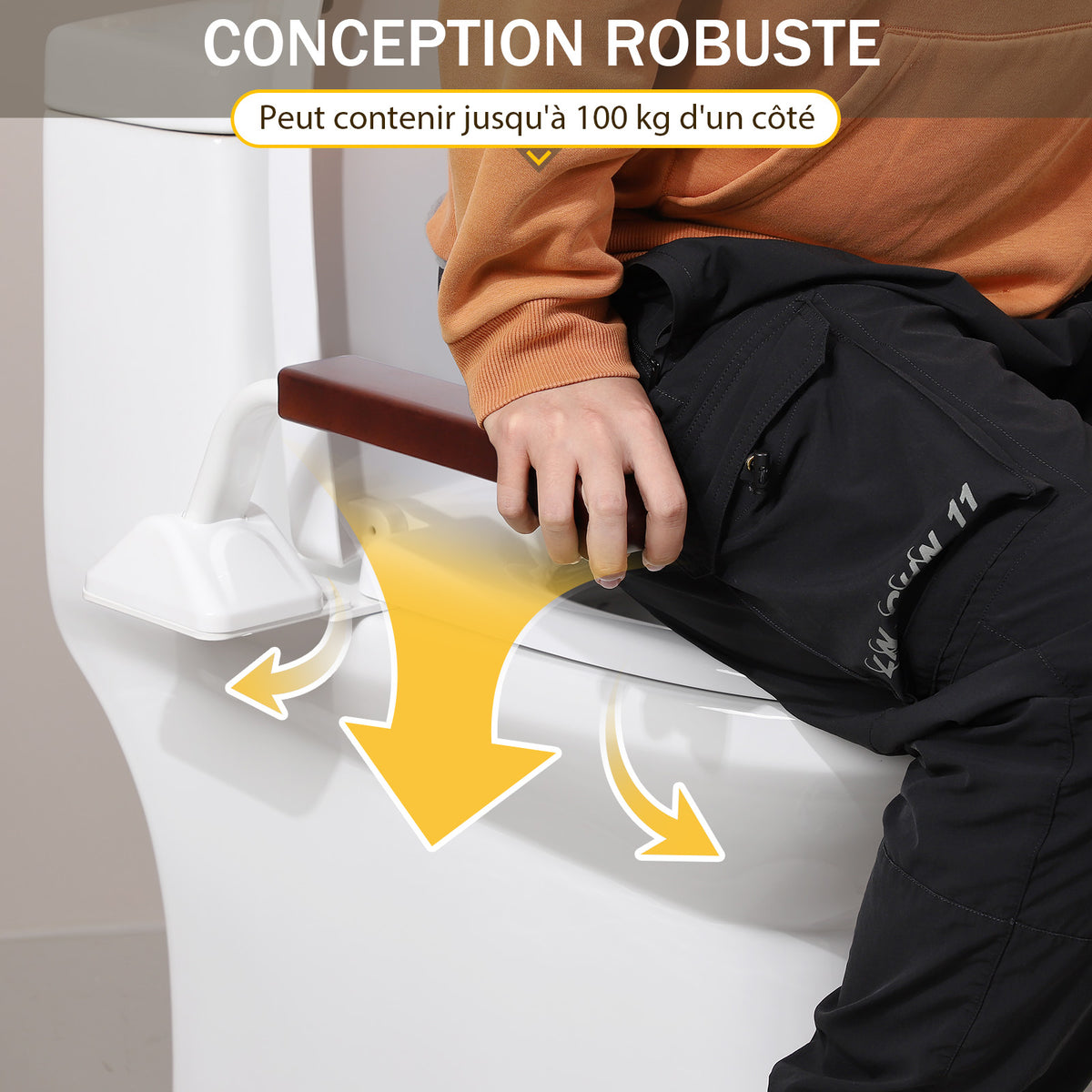 Barres d'appui de sécurité pour toilettes pour personnes âgées, siège de toilette réglable et robuste avec poignées au-dessus des toilettes, produits pliables d'assistance aux personnes âgées handicapées