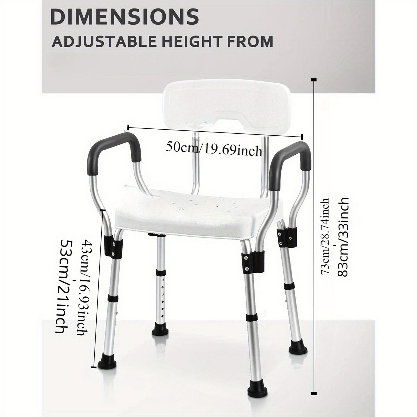 Shower Chair for Inside Shower, Heavy Duty Shower Seat with Back, Shower Chair for Bathtub with Arms for Handicap, Shower Seats for Elderly, Shower Chair for Bathtub