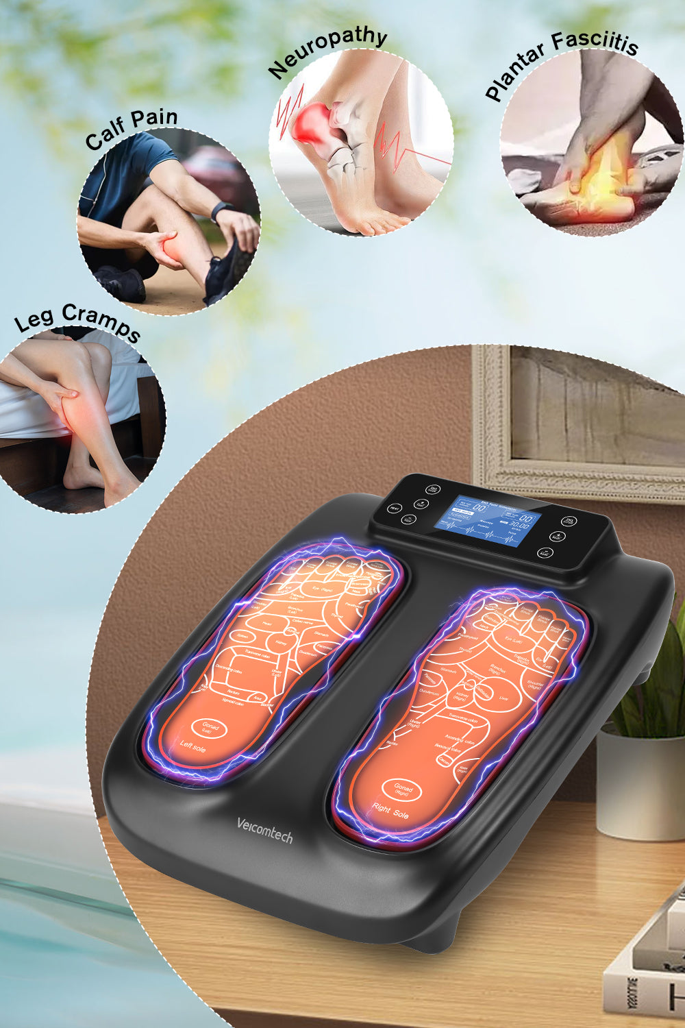 EMS Foot Massagers with Heat Foot Circulation Machine for Neuropathy Electric Muscle Stimulator