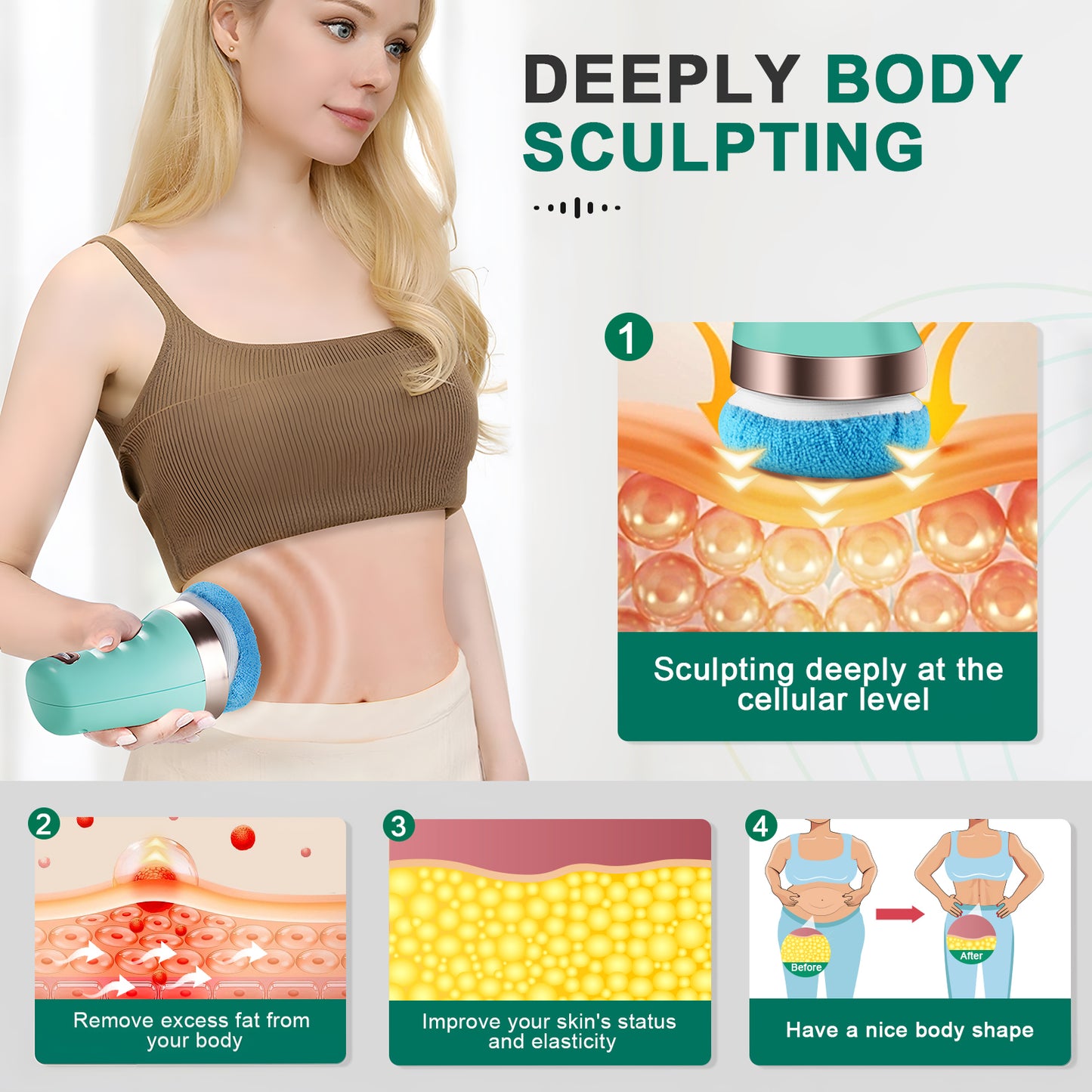 Body Sculpting Care Machine, Portable Body Cellulite Massager for Waist Belly Leg Arm Butt